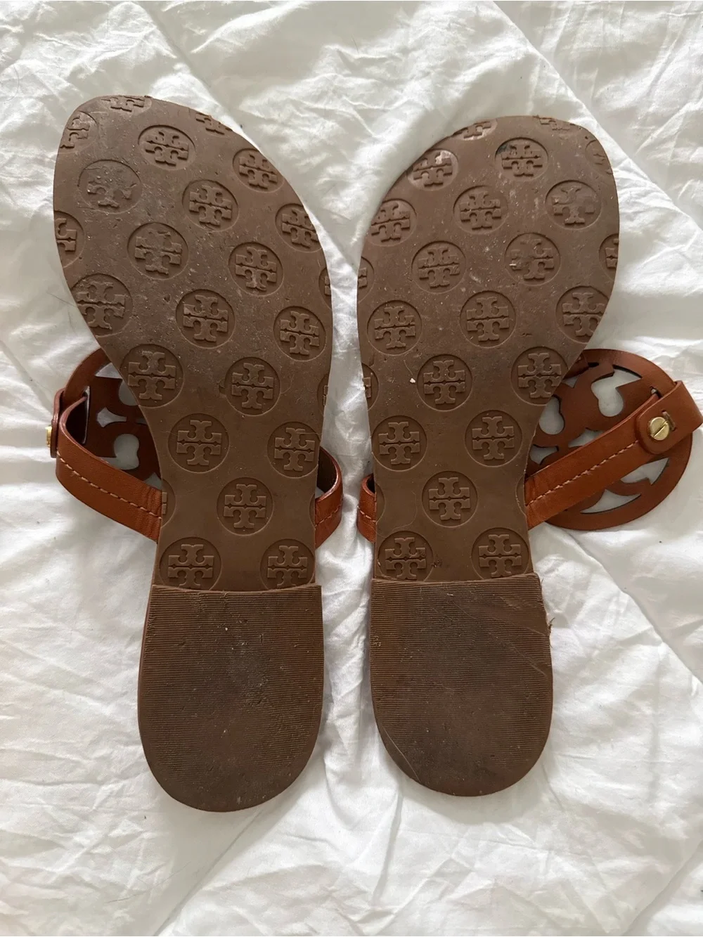 Tory Burch Brown Miller Logo Leather Thong Sandals - Picture 2 of 2